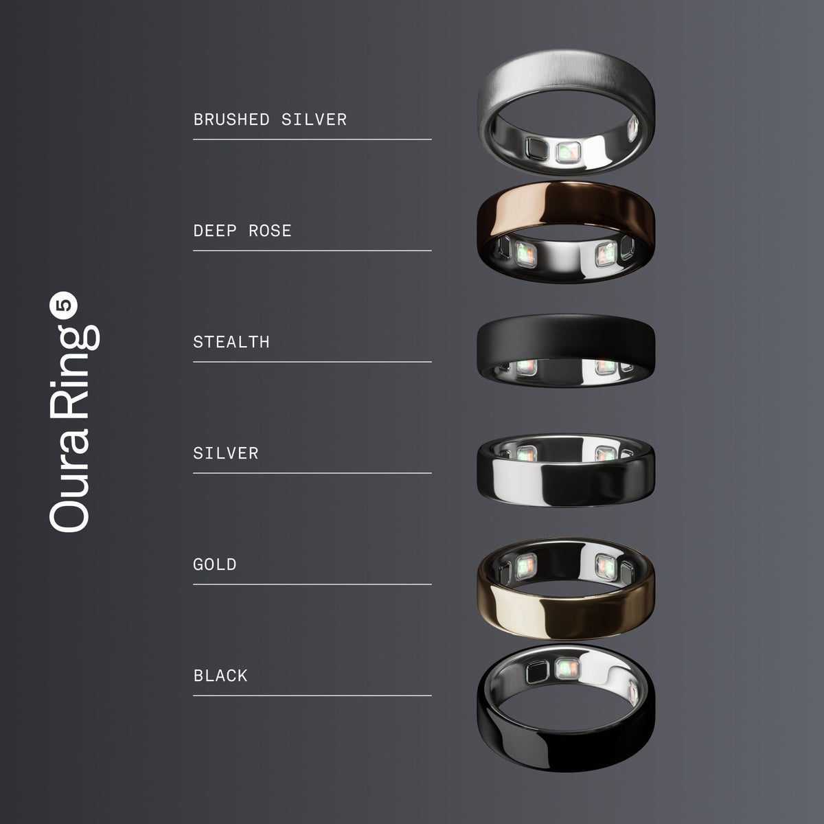 Oura Ring 5 Smart Wearable - Silver - Size 8 - Fitness & Sleep Tracker