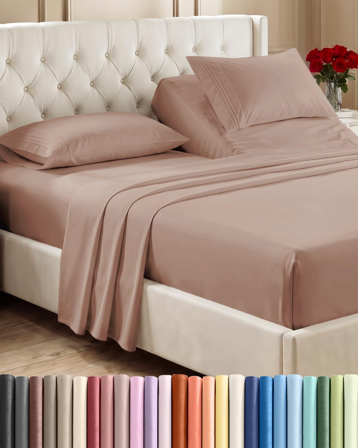 Queen Size 4 Piece Sheet Set - Comfy Breathable & Cooling Sheets - White