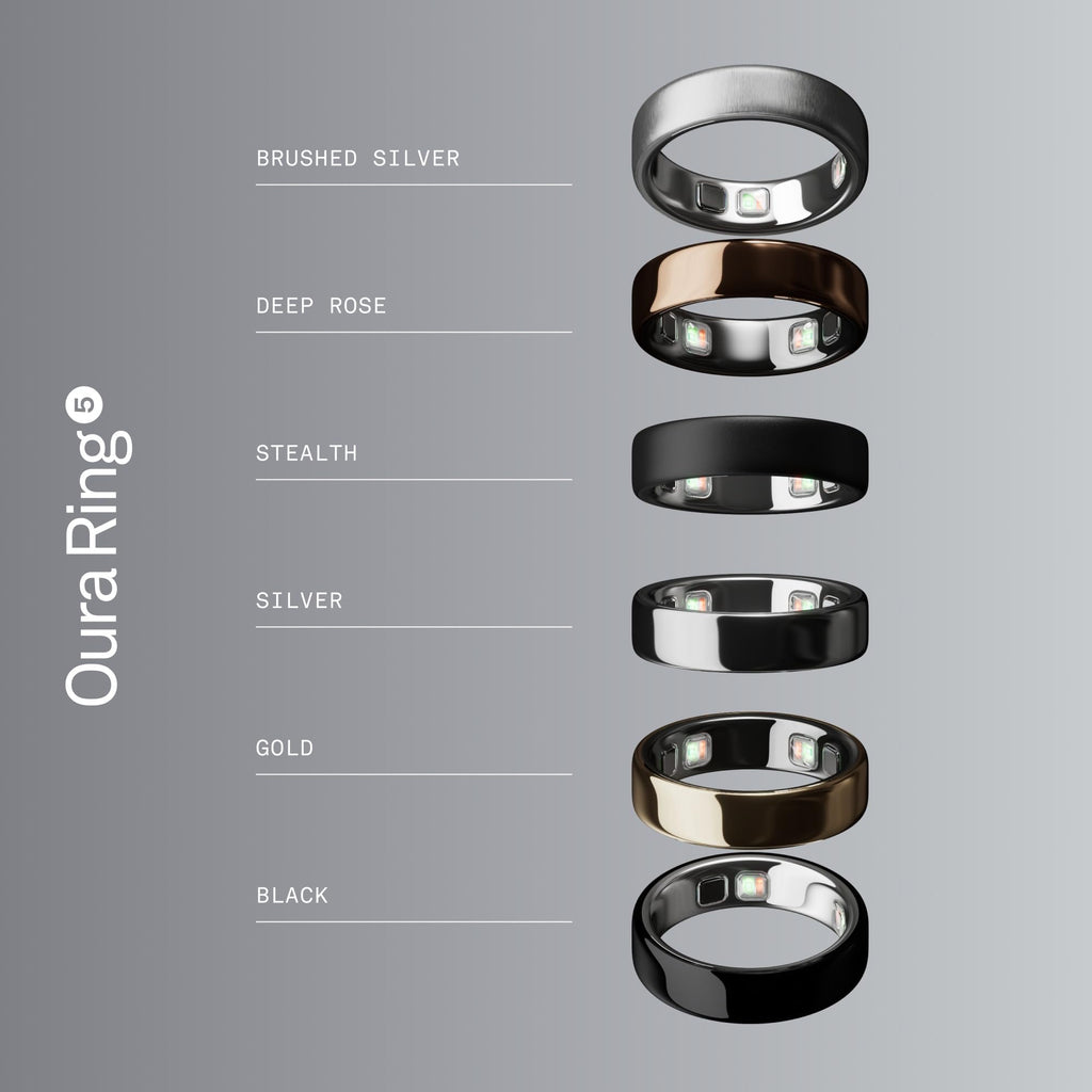 Oura Ring 5 Smart Wearable - Silver - Size 8 - Fitness & Sleep Tracker