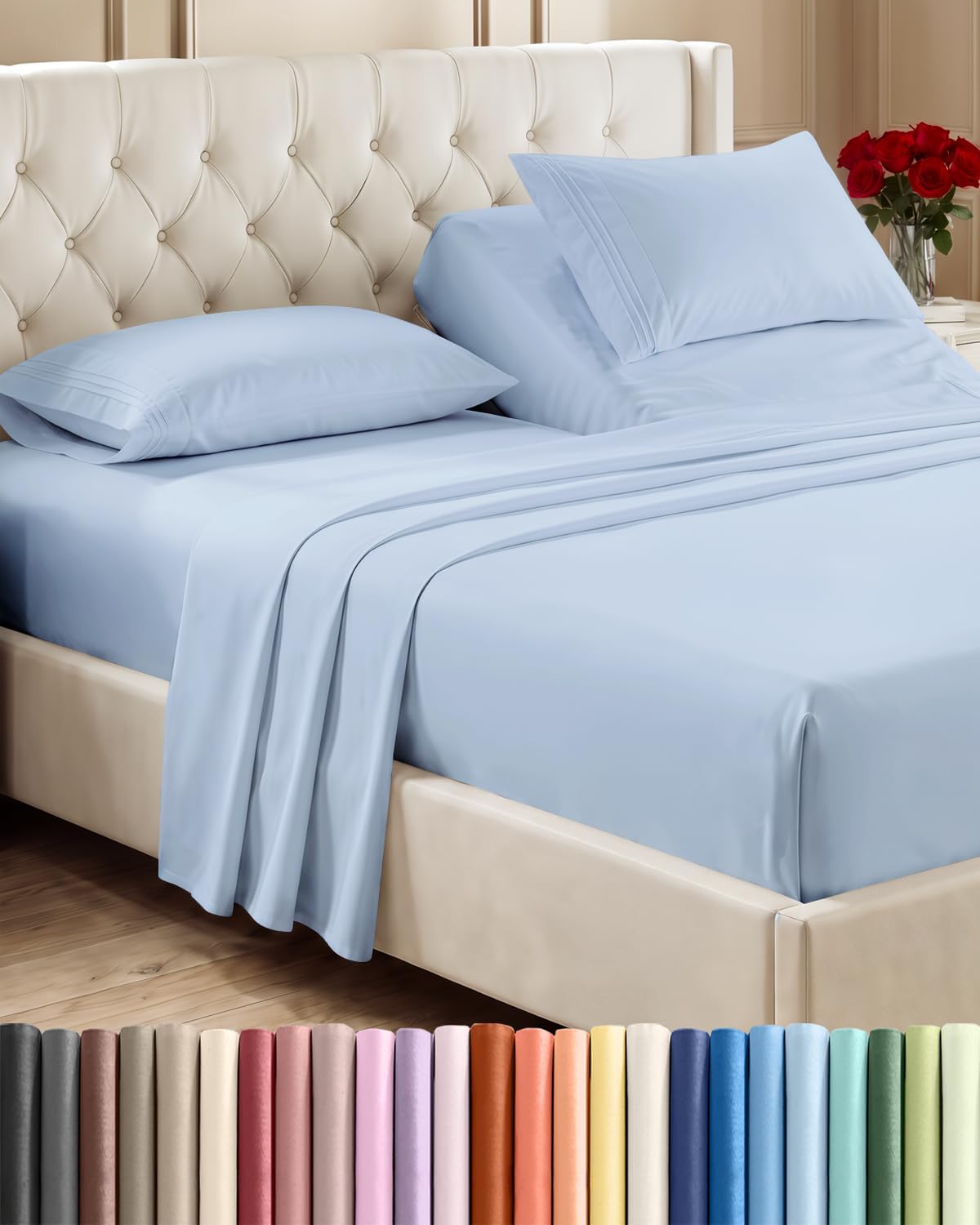 Queen Size 4 Piece Sheet Set - Comfy Breathable & Cooling Sheets - White