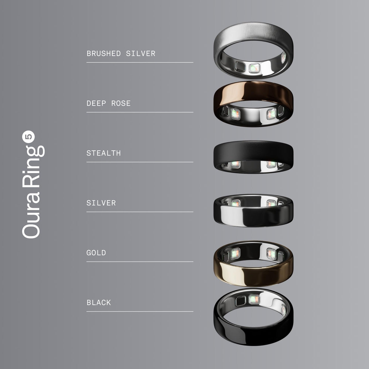 Oura Ring 5 Smart Wearable - Silver - Size 8 - Fitness & Sleep Tracker