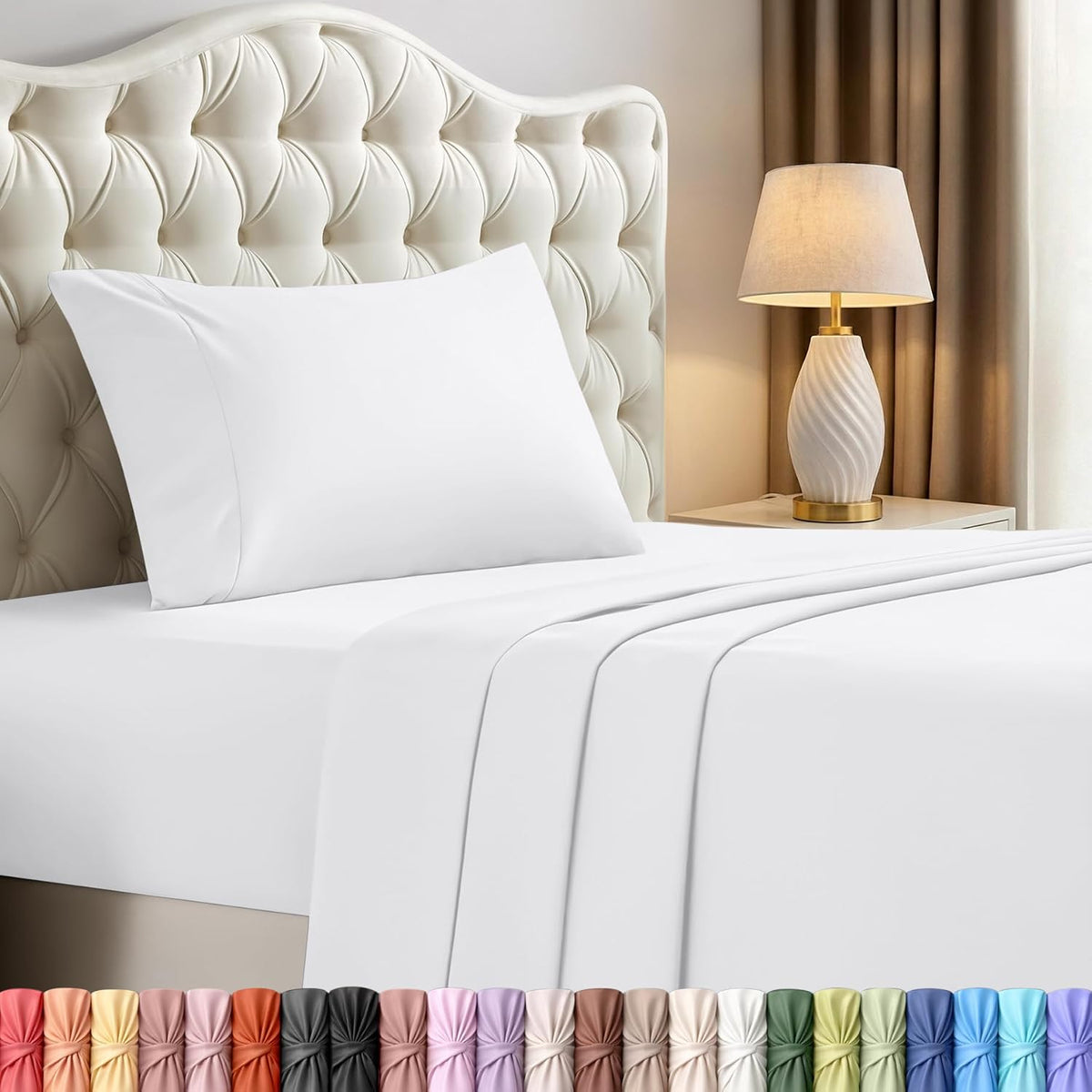 Queen Sheets Set, 4 Pieces 16" Deep Pocket Hotel Luxury Bed Sheets, Brown