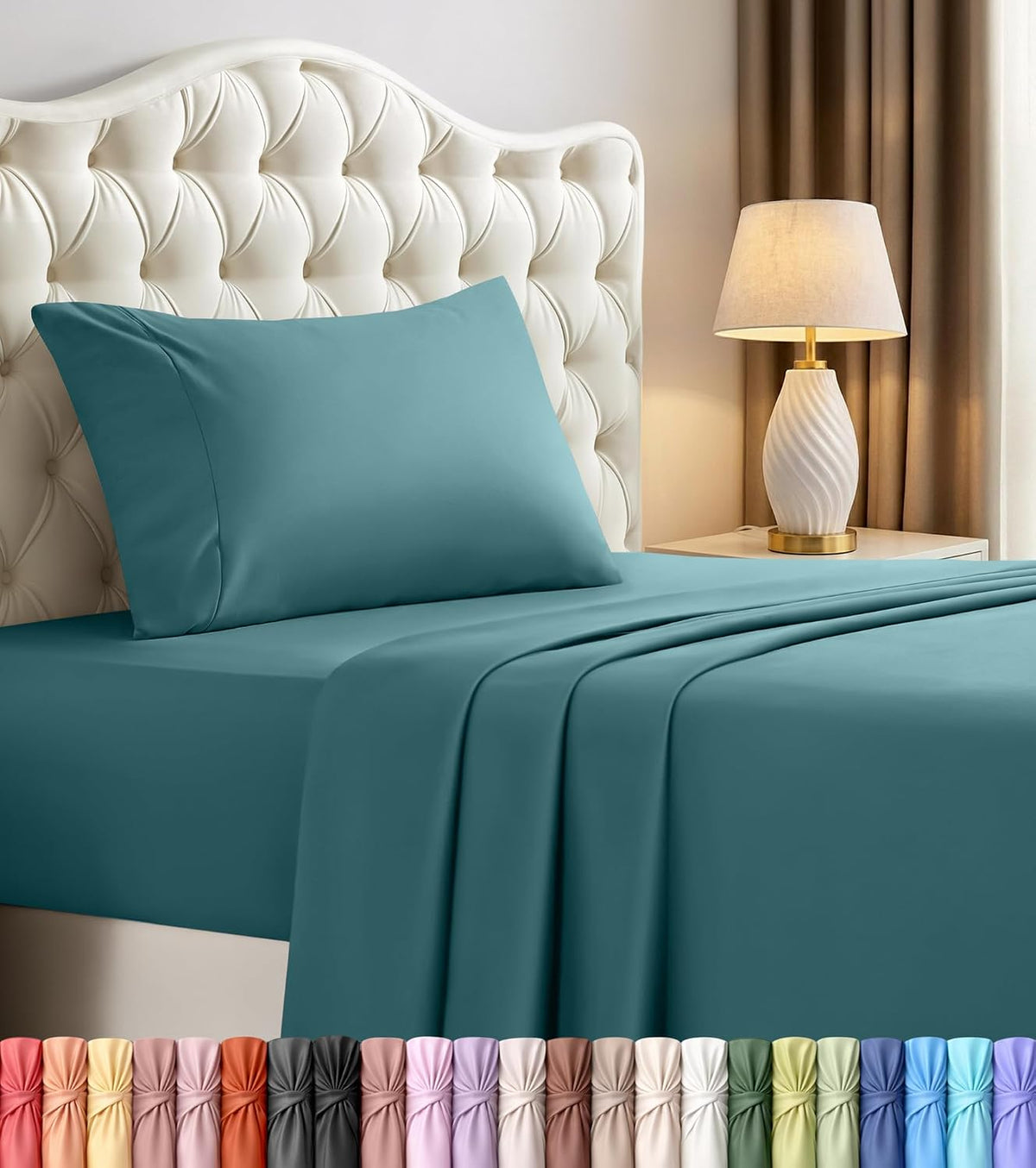 Queen Sheets Set, 4 Pieces 16" Deep Pocket Hotel Luxury Bed Sheets, Brown