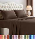 Queen Sheets Set, 4 Pieces 16" Deep Pocket Hotel Luxury Bed Sheets, Brown