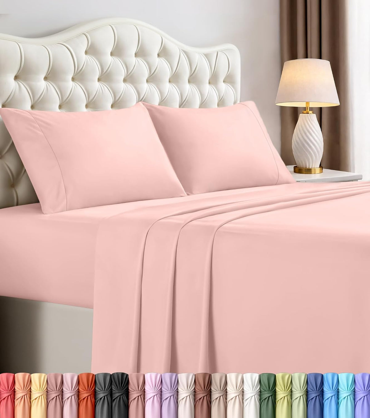 Queen Sheets Set, 4 Pieces 16" Deep Pocket Hotel Luxury Bed Sheets, Brown