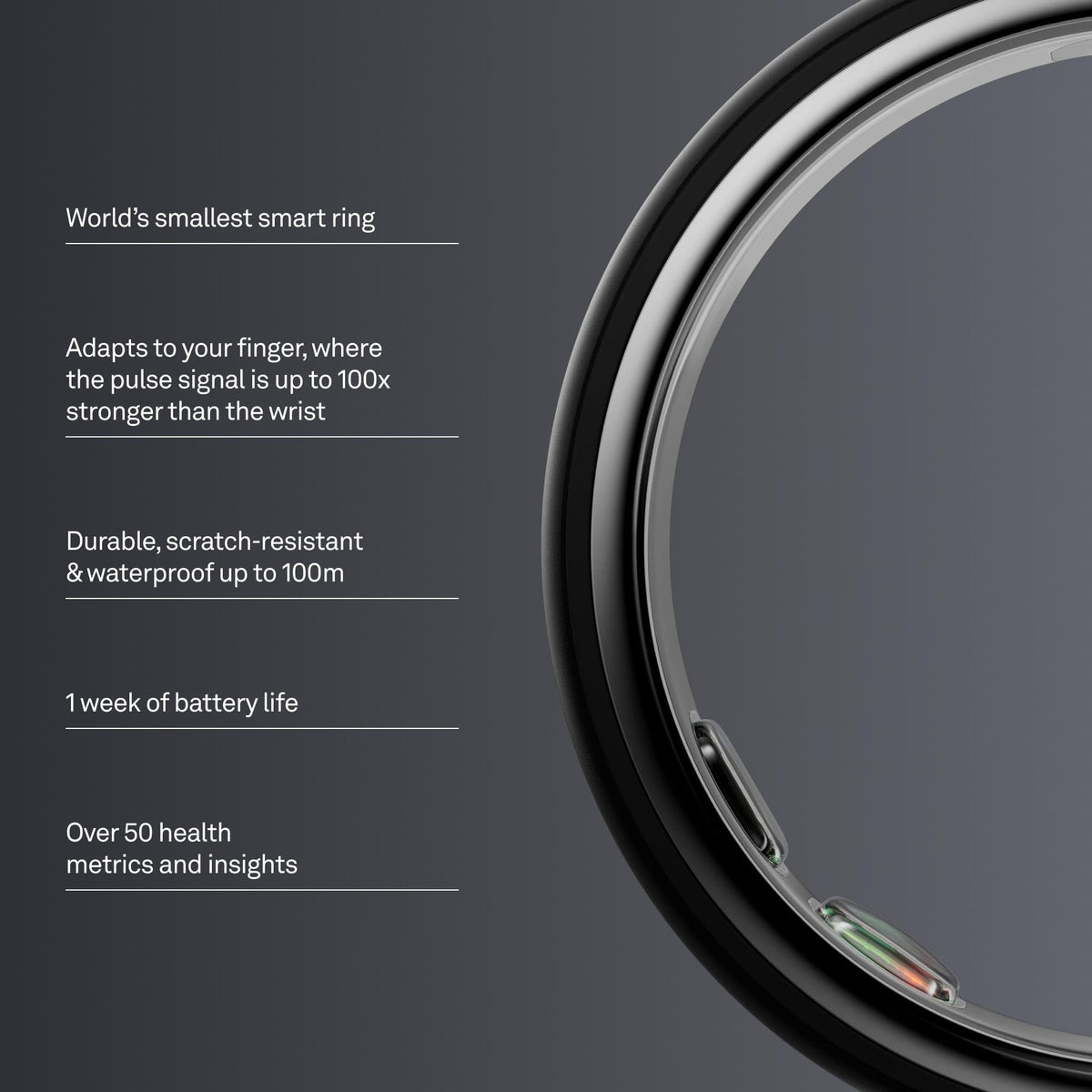 Oura Ring 5 Smart Wearable - Silver - Size 8 - Fitness & Sleep Tracker