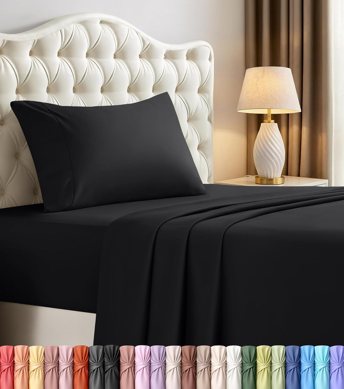 Queen Sheets Set, 4 Pieces 16" Deep Pocket Hotel Luxury Bed Sheets, Brown