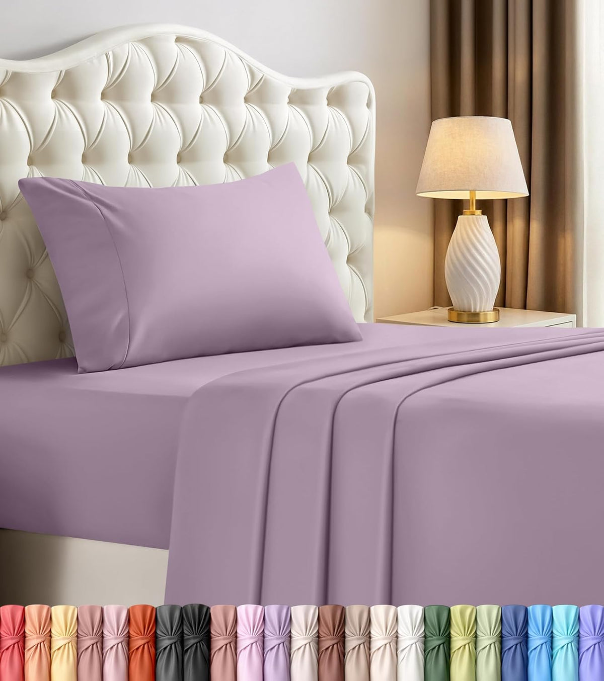 Queen Sheets Set, 4 Pieces 16" Deep Pocket Hotel Luxury Bed Sheets, Brown