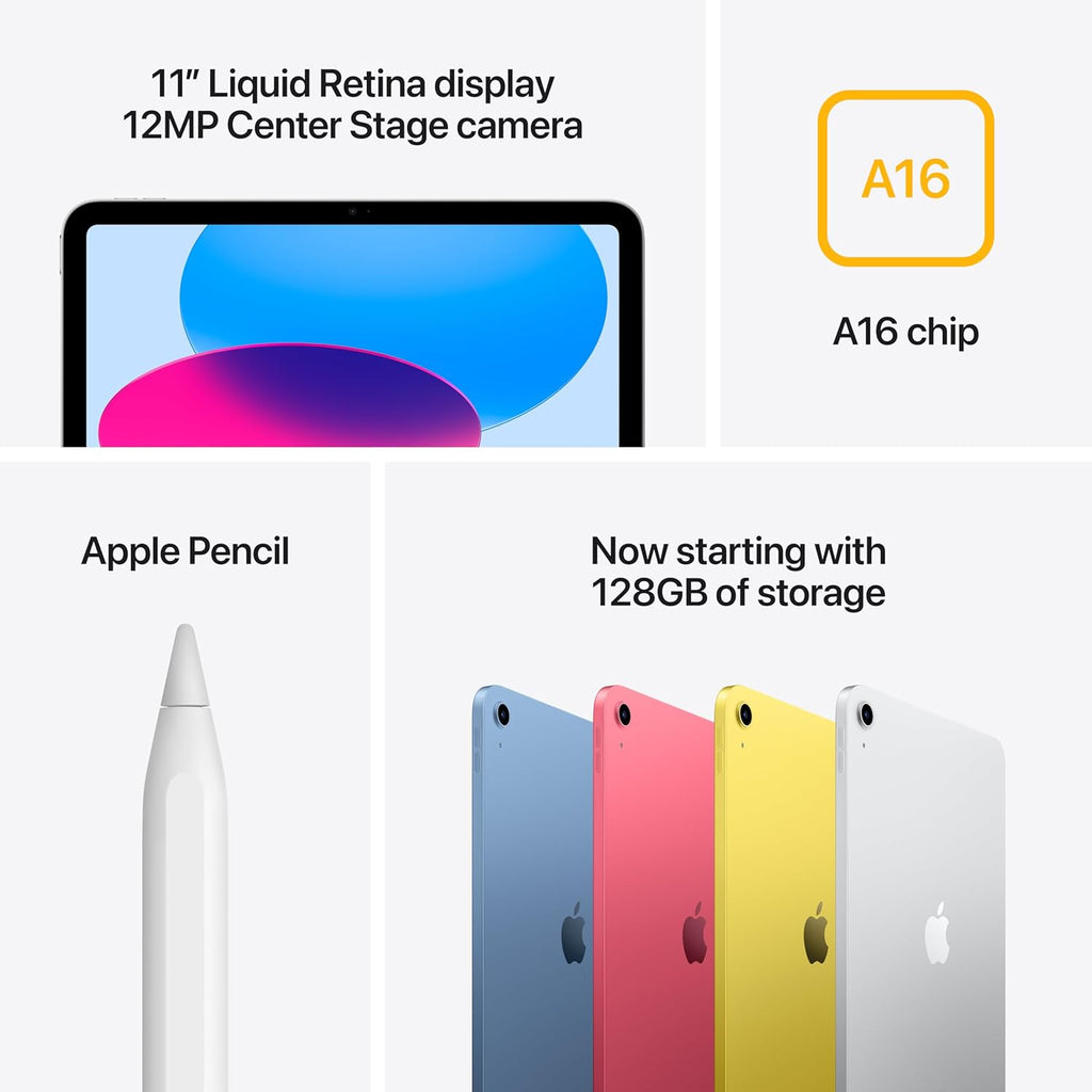Apple iPad 11-inch: A16 chip, 11-inch Model, Liquid Retina Display, 512GB, Wi-Fi 6, 12MP Front/12MP Back Camera, Touch ID, All-Day Battery Life — Silver