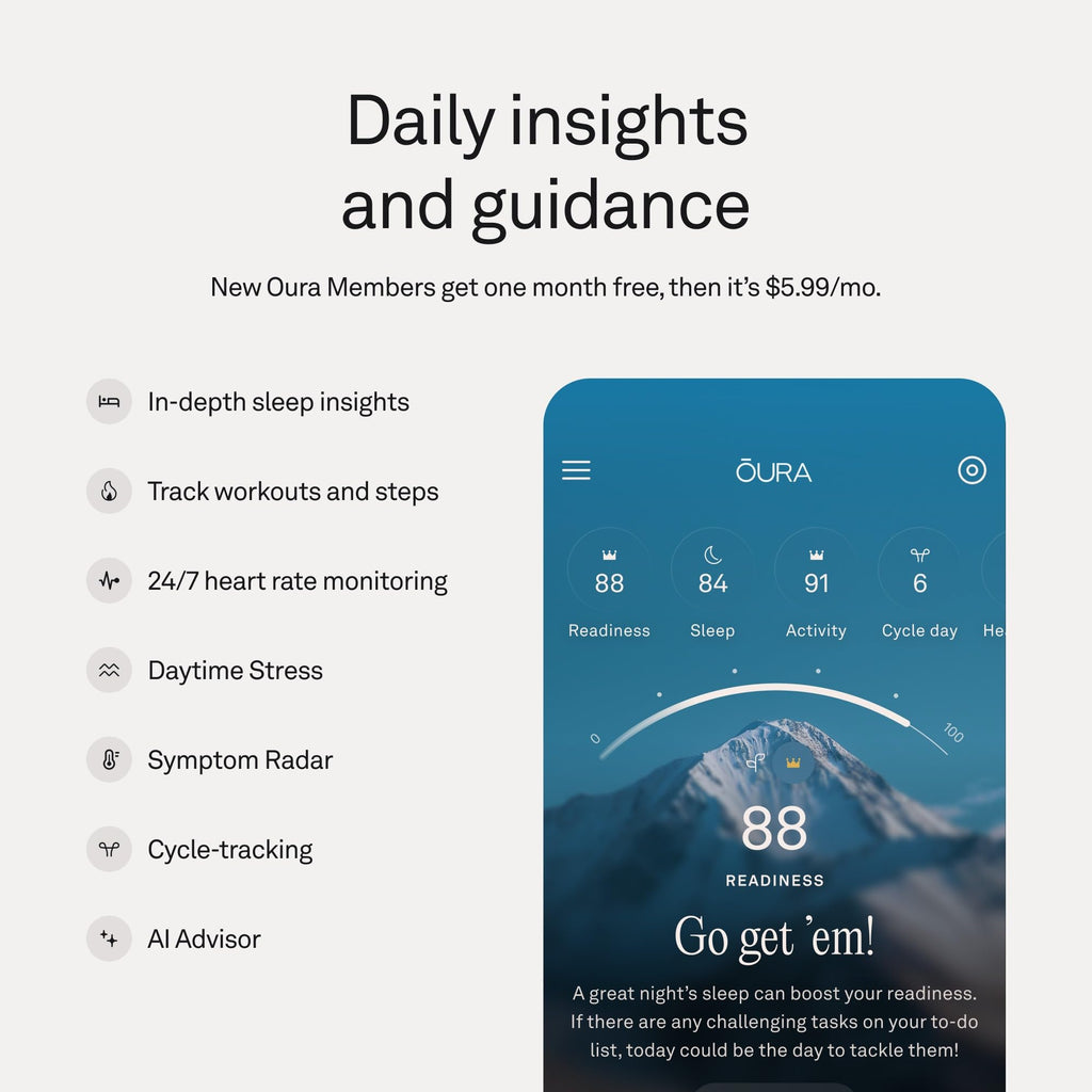 Oura Ring 5 Smart Wearable - Silver - Size 8 - Fitness & Sleep Tracker