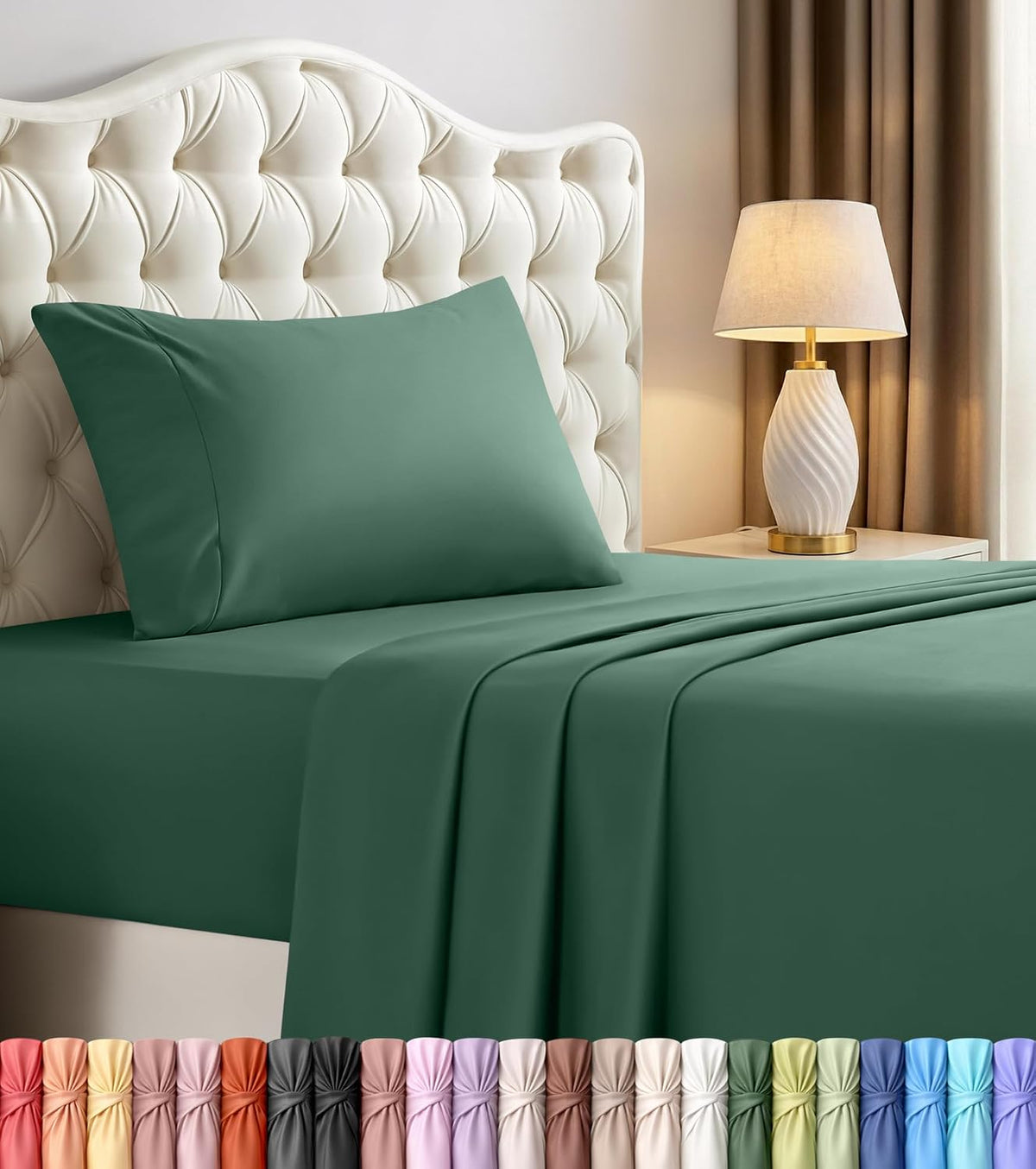 Queen Sheets Set, 4 Pieces 16" Deep Pocket Hotel Luxury Bed Sheets, Brown
