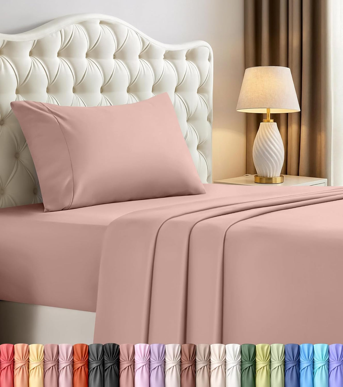 Queen Sheets Set, 4 Pieces 16" Deep Pocket Hotel Luxury Bed Sheets, Brown