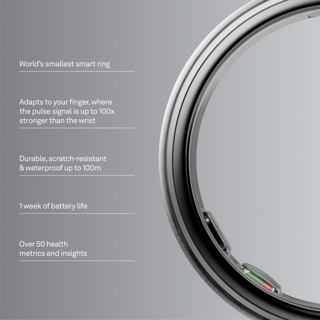 Oura Ring 5 Smart Wearable - Silver - Size 8 - Fitness & Sleep Tracker