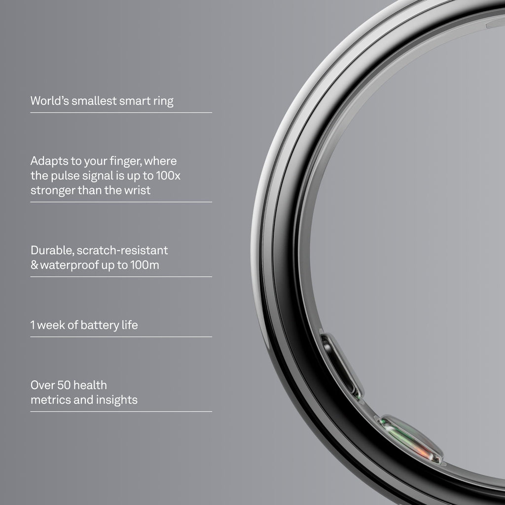 Oura Ring 5 Smart Wearable - Silver - Size 8 - Fitness & Sleep Tracker