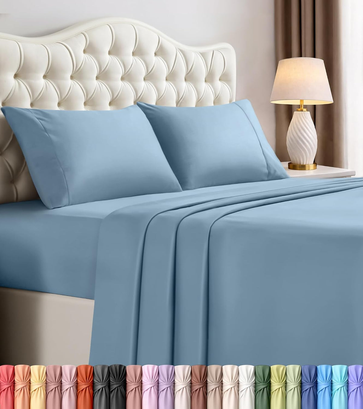Queen Sheets Set, 4 Pieces 16" Deep Pocket Hotel Luxury Bed Sheets, Brown