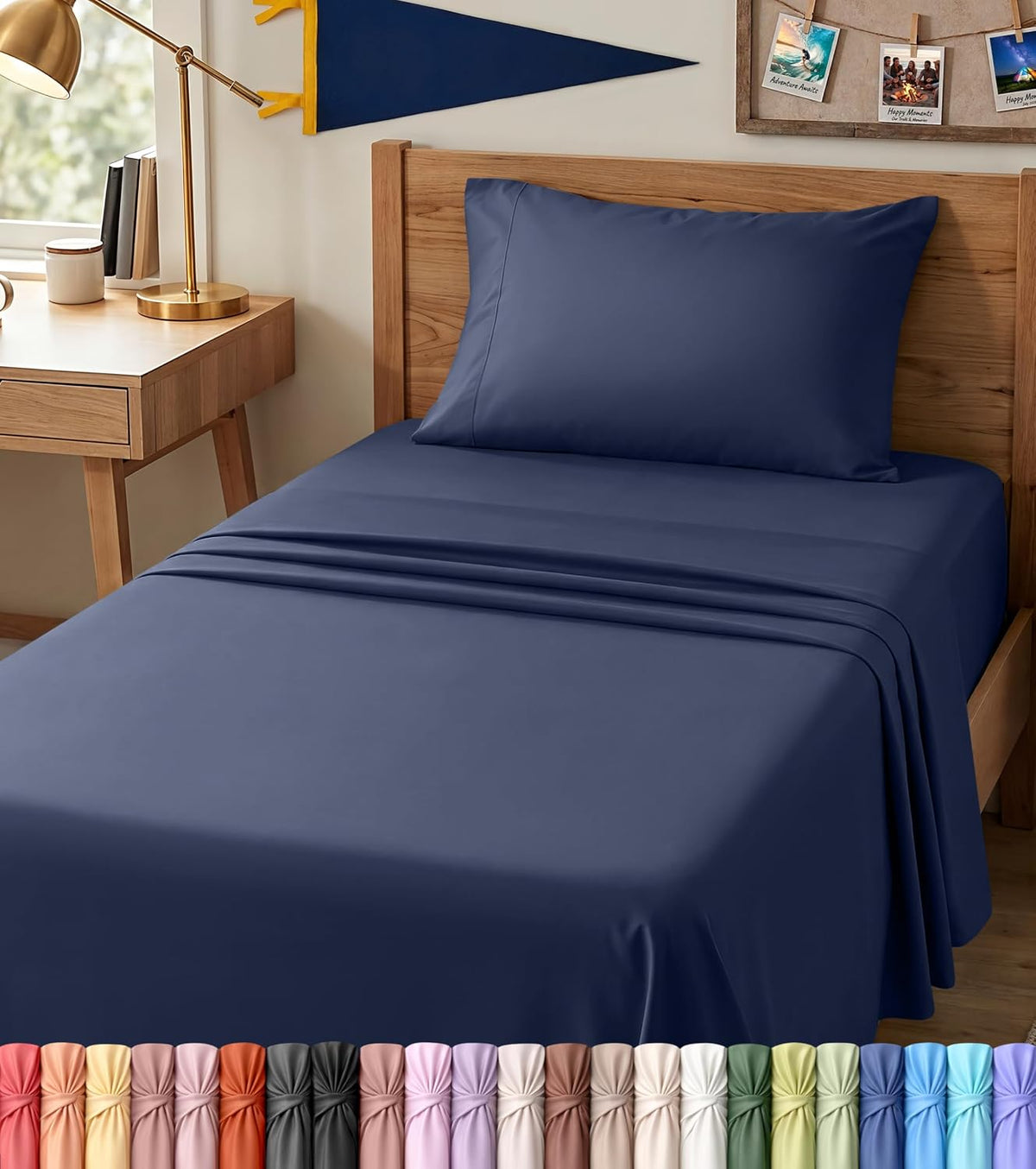Queen Sheets Set, 4 Pieces 16" Deep Pocket Hotel Luxury Bed Sheets, Brown
