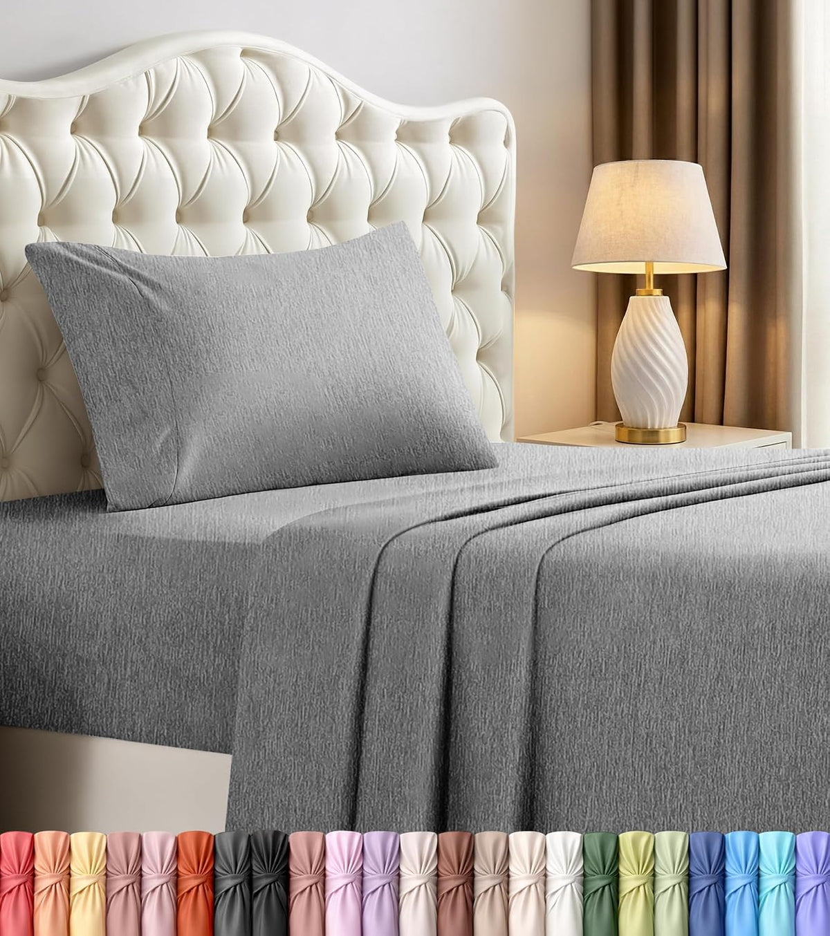 Queen Sheets Set, 4 Pieces 16" Deep Pocket Hotel Luxury Bed Sheets, Brown