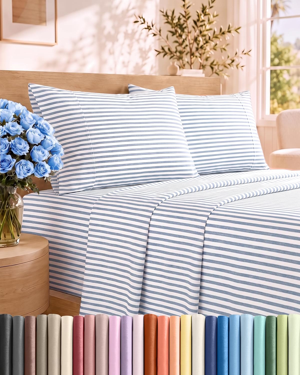 Queen Size 4 Piece Sheet Set - Comfy Breathable & Cooling Sheets - White