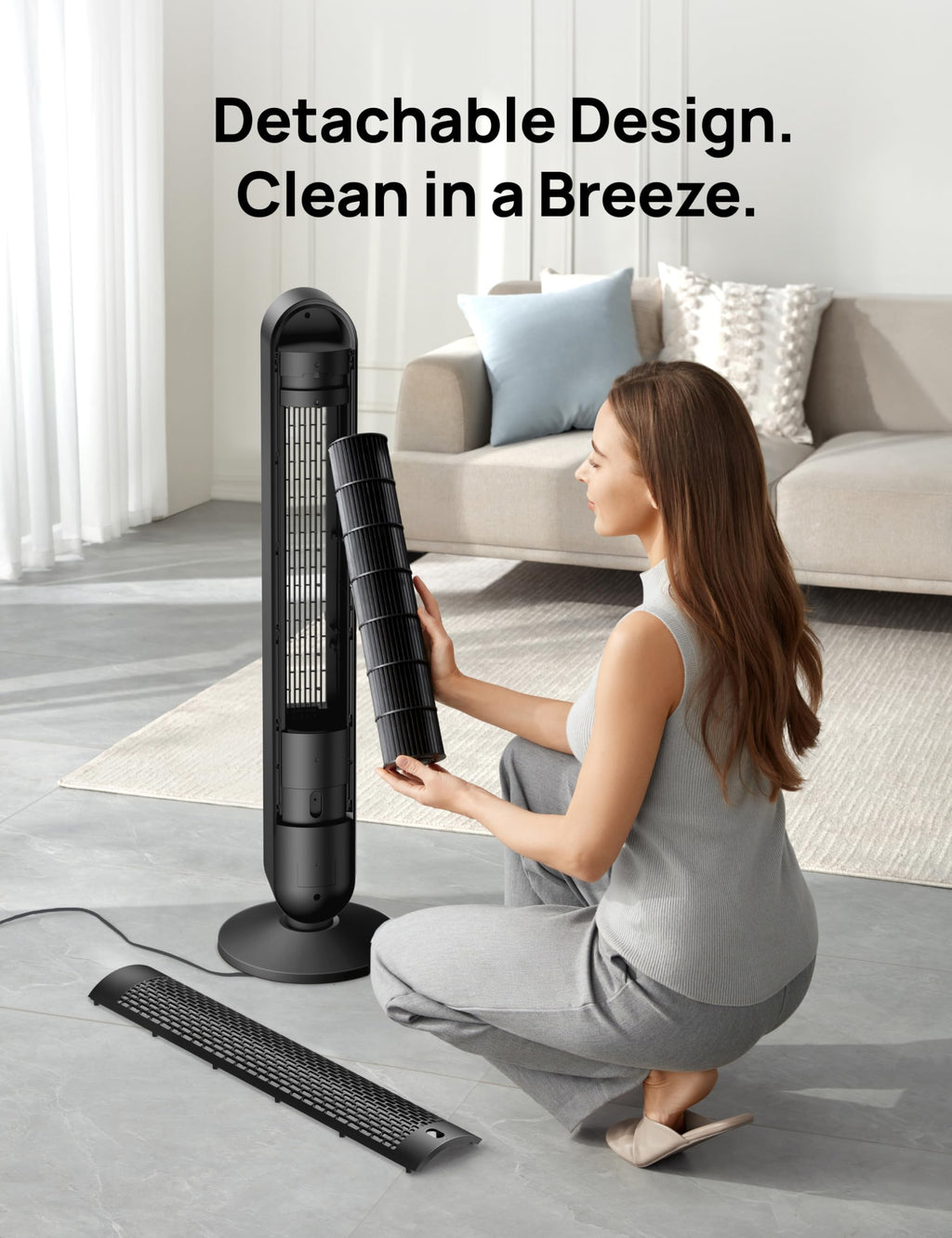 DREO Tower Fan for Bedroom, 26ft/s Velocity, 90° Oscillating, 8H Timer