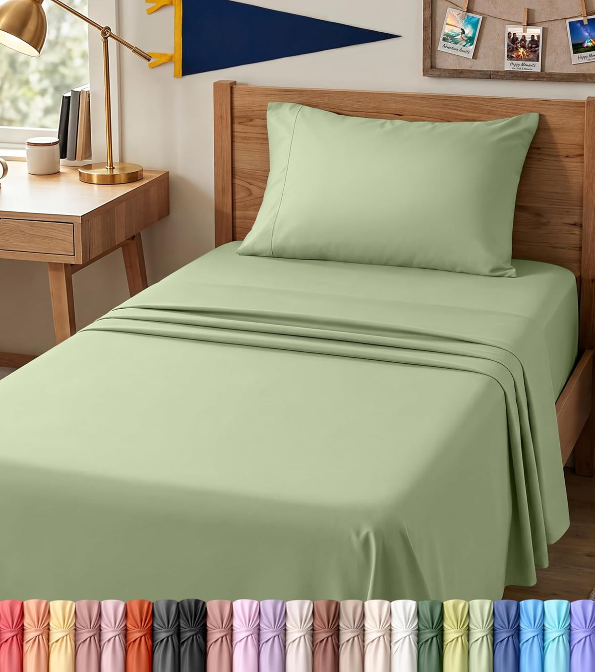 Queen Sheets Set, 4 Pieces 16" Deep Pocket Hotel Luxury Bed Sheets, Brown