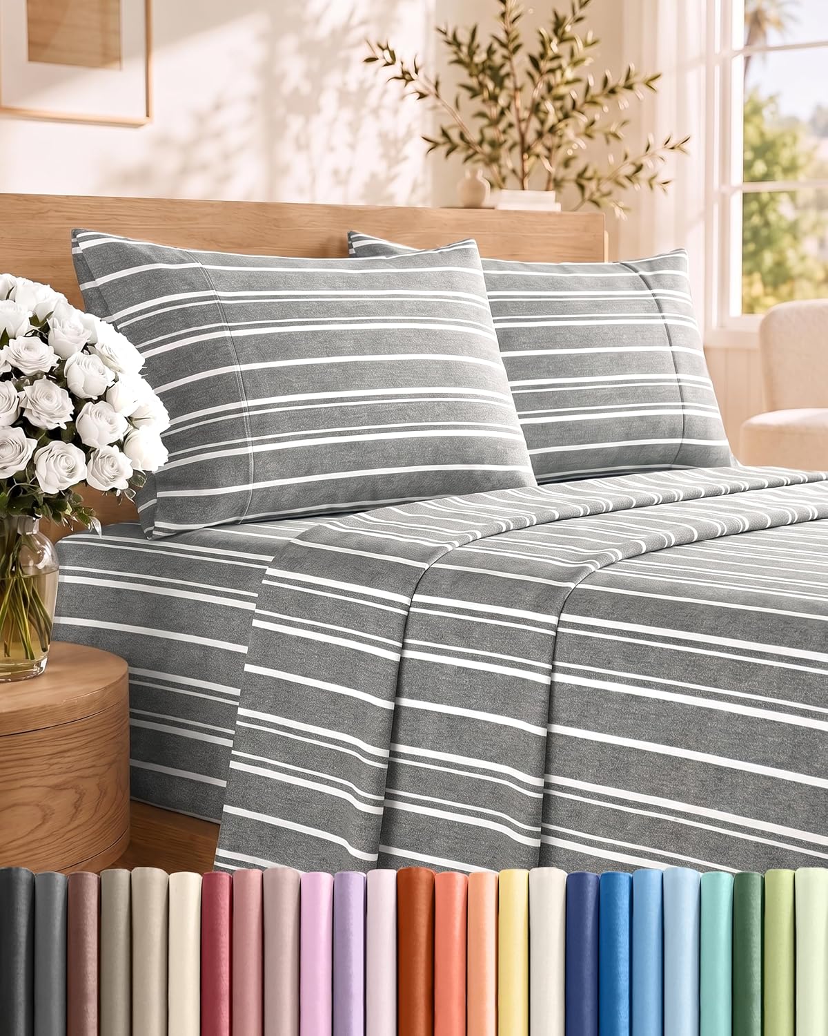 Queen Size 4 Piece Sheet Set - Comfy Breathable & Cooling Sheets - White